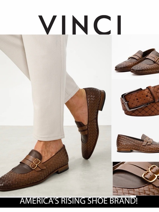 Vince Brown Woven Leather Double-Strap Loafers with Dark Apron size 40 main image 7